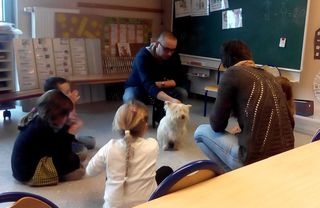 Visite du chien dans une école